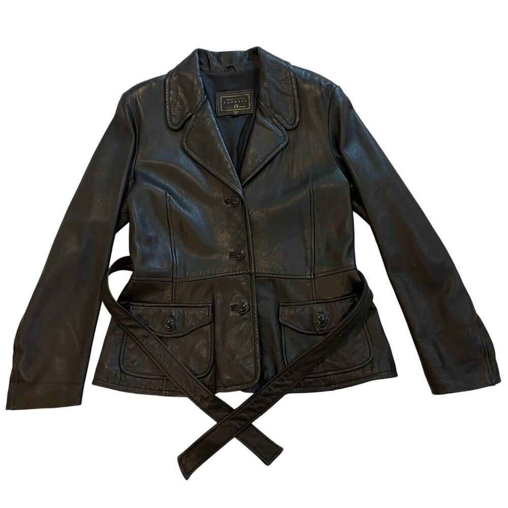 Express Marque Deposee Vintage 2000's Black Leather Jacket